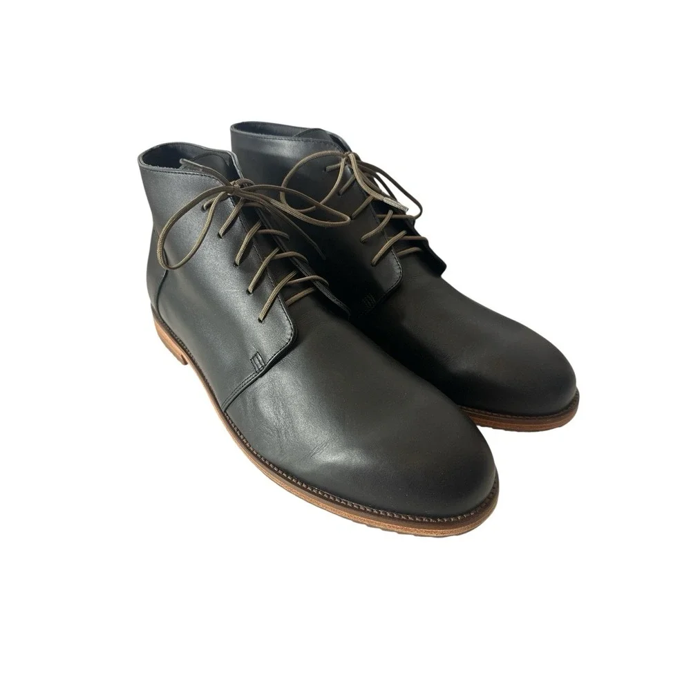 New Nisolo Emilio Chukka Boots Men Size‎ 11.5 Black Leather Dress Ankle Designer